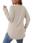 Saloogoe Sweaters for Women 2024 Fall Outfits for Women Tunic Pullover Crewneck Tops Long Sleeve Shirts for Women Lightweight Beige XL