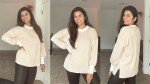 ETCYY Womens Oversized Sweaters Fall 2024 Fashion Clothes Trendy Batwing Sleeve Colorblock Striped Knit Pullover Sweater Tops(M.Apricot)