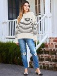 LILLUSORY Striped Oversized Sweaters Womens Winter Cashmere Trendy Ladies Long 2023 Fall Fashion Casual Chunky Tunic Pullover Tops Wear with Leggings