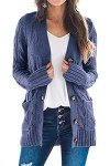 Women's Cable Knit Chunky Cardigan - Blue Grey