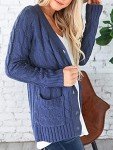 Women's Cable Knit Chunky Cardigan - Blue Grey