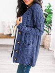 Women's Cable Knit Chunky Cardigan - Blue Grey