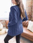 Women's Cable Knit Chunky Cardigan - Blue Grey