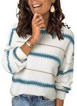 Dokotoo Women's Chunky Knit Color Block Sweater
