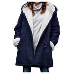 Navy Plus Size Sherpa Lined Winter Coat