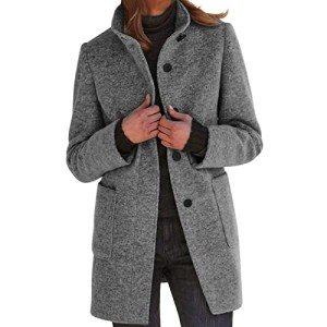 Women's Winter Long Peacoat with Stand Collar