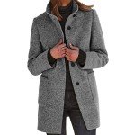 Women's Winter Long Peacoat with Stand Collar