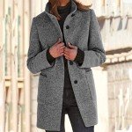 Women's Winter Long Peacoat with Stand Collar