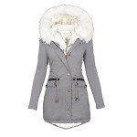 Women's Warm Winter Coat with Faux Fur Hood