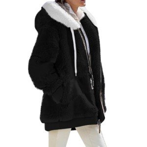 Fuzzy Fleece Hooded Winter Coat for Women