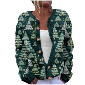 Funny Christmas Tree Cardigan Sweater for Women