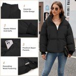 Women's Cropped Puffer Jacket - Black, Large