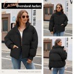 Women's Cropped Puffer Jacket - Black, Large