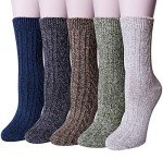 5 Pairs Women's Thick Wool Winter Crew Socks