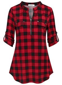 Ninedaily Women's Checkered Plaid Tunic Tops