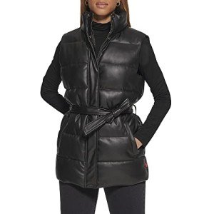 Levi's Women's Black Vegan Leather Puffer Vest