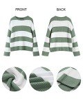 ZESICA Women’s Oversized Striped Knit Sweater - Green