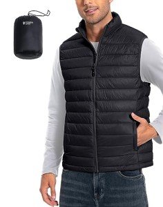 Men's Lightweight Packable Vest - Water-Resistant, Warm