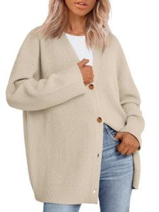 LILLUSORY Women's Oversized V Neck Cardigan Sweater