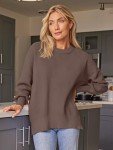 Women's Oversized Crewneck Pullover Sweater - Nutmeg
