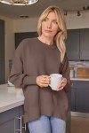 Women's Oversized Crewneck Pullover Sweater - Nutmeg