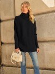 LILLUSORY Women's Oversized Black Turtleneck Sweater
