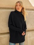 LILLUSORY Women's Oversized Black Turtleneck Sweater