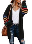 Dokotoo Women's Striped Color Block Long Cardigan