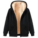 Men's Oversized Fleece-Lined Hoodie Jacket - Black