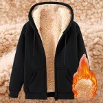 Men's Oversized Fleece-Lined Hoodie Jacket - Black