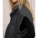 Songling Women's Oversized Black Puffer Vest