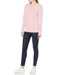 Light Pink Cotton Crewneck Sweater for Women
