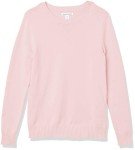 Light Pink Cotton Crewneck Sweater for Women