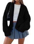 Trendy Women's Chunky Knit Cardigan in Black