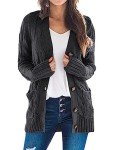 Women's Chunky Knit Cardigan - Dark Grey, XL