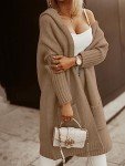 Aoysky Khaki Oversized Hooded Cardigan for Women