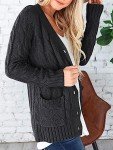 Women's Chunky Knit Cardigan - Dark Grey, XL