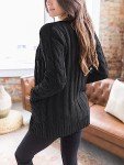 Women's Chunky Knit Cardigan - Dark Grey, XL