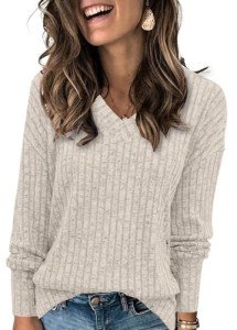 Heymiss Women’s V-Neck Long Sleeve Sweatshirt