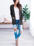 Women's Chunky Knit Cardigan - Dark Grey, XL