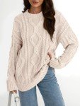 Women’s Oversized Cream Cable Knit Sweater