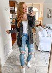 Women's Chunky Knit Cardigan - Dark Grey, XL