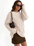 Women’s Oversized Cream Cable Knit Sweater