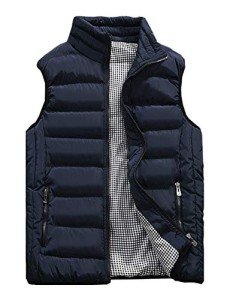 Men's Casual Blue Outdoor Padded Vest Jacket