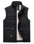 Men's Warm Fleece-Lined Puffer Vest - Black
