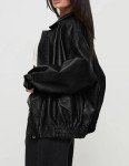 Trendy Women's Oversized Faux Leather Motorcycle Jacket