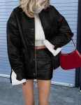 Trendy Women's Oversized Faux Leather Motorcycle Jacket
