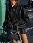 Trendy Women's Oversized Faux Leather Motorcycle Jacket
