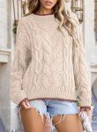 EVALESS Women's Color Block Chunky Knit Sweater