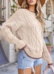 EVALESS Women's Color Block Chunky Knit Sweater